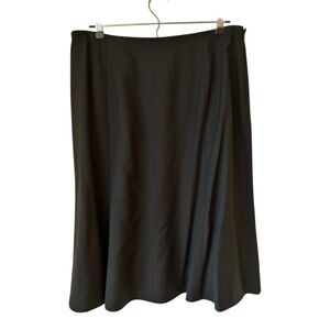 Eileen Fisher Black Tropical Wool Blend A-Line Midi Skirt - Size Medium